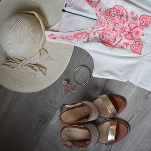 Free People Coral Gaze Embroidered Dress